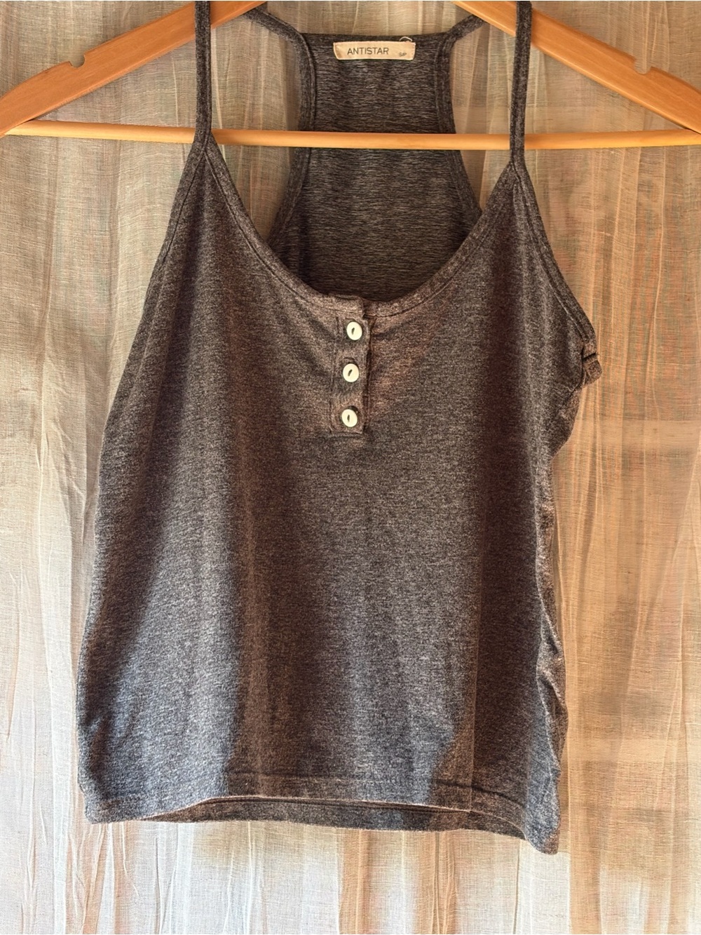 Heather Grey Henley Tank S